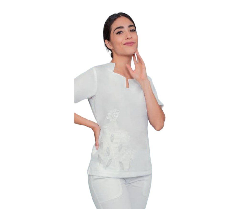 Filipina De enfermera Para Dama Manga Corta Aranza Bordado de Flor ENF