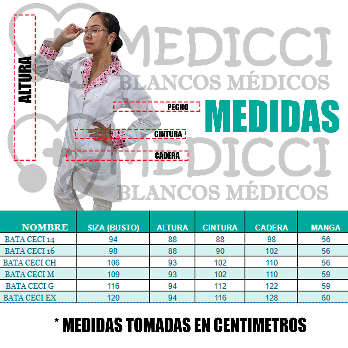 Bata Médica Dama Ceci Decoración Flores Multicolores