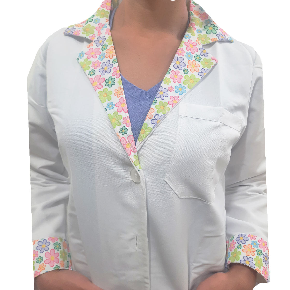 Bata Médica Dama Ceci Decoración Flores Multicolores