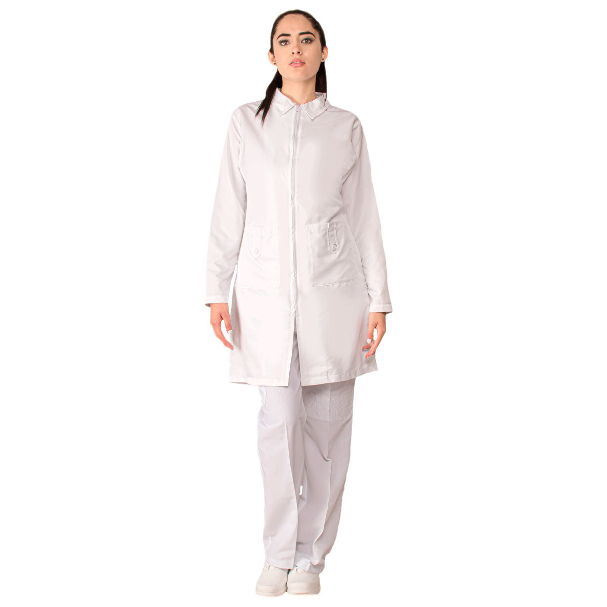 Bata Médica Antifluido Dama Cierre Jamaica