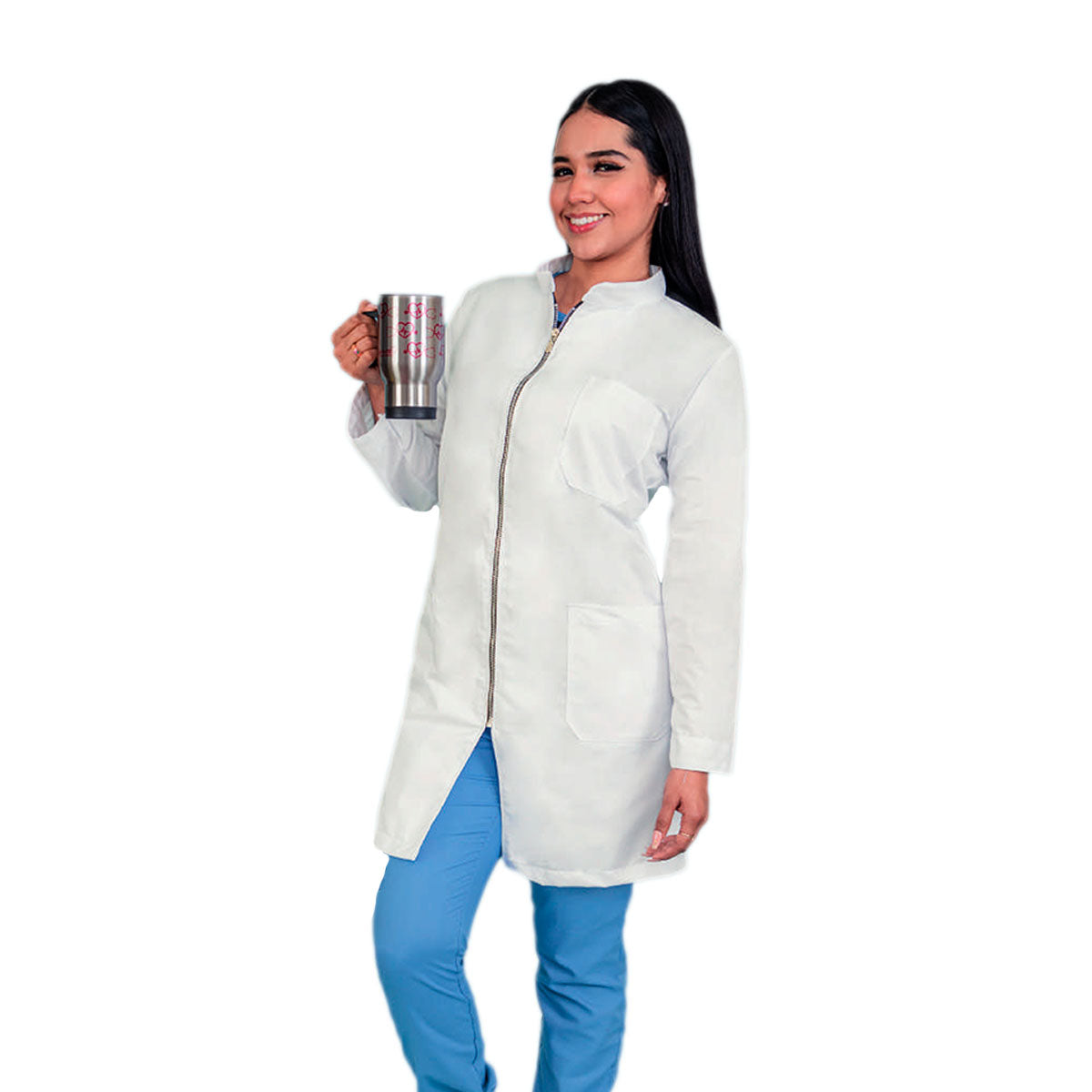 Bata Médica Dama Antifluido Colores Cierre Merida