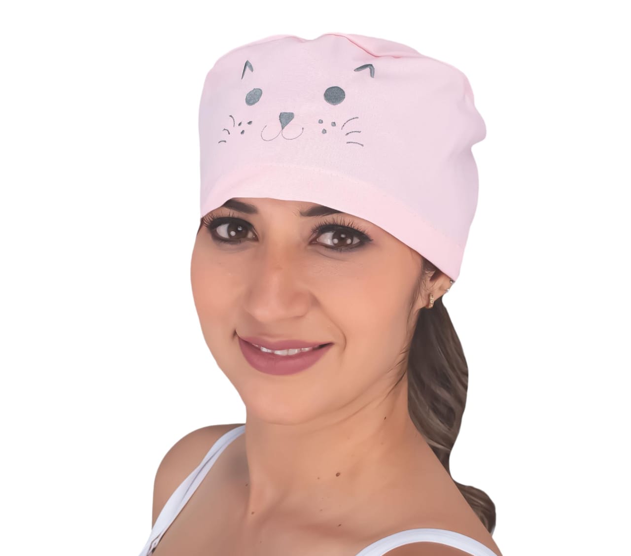 Gorro Médico Quirúrgico Dama Bordado Gatito Amber