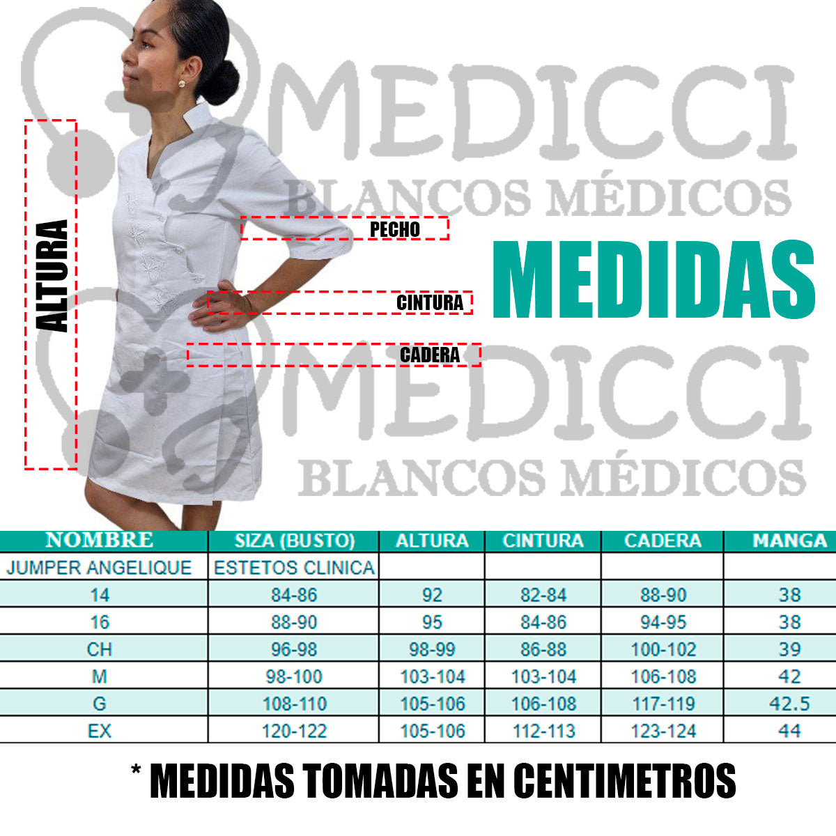 Jumper De Enfermera O Vestido De Enfermería Bordado Angelique Escalonada