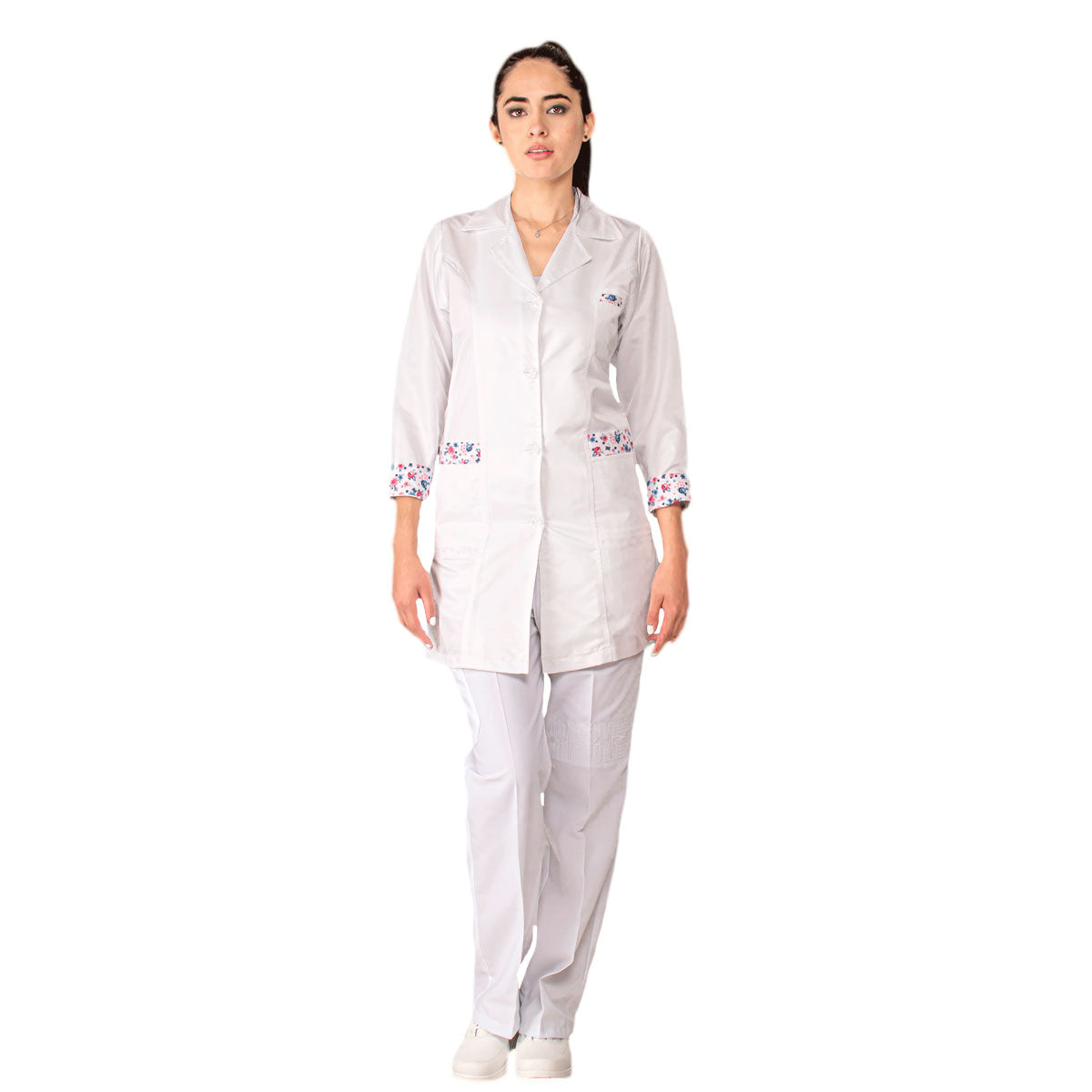 Bata Médica Antifluido Dama AMB Decoración en puño