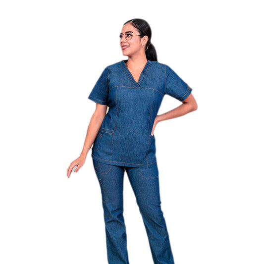Conjunto Médico Scrub Quirúrgico Dama Mezclilla Diana