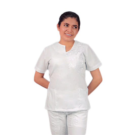 Filipina De Enfermería Para Dama Manga Corta Berenice Bordado en Hombro