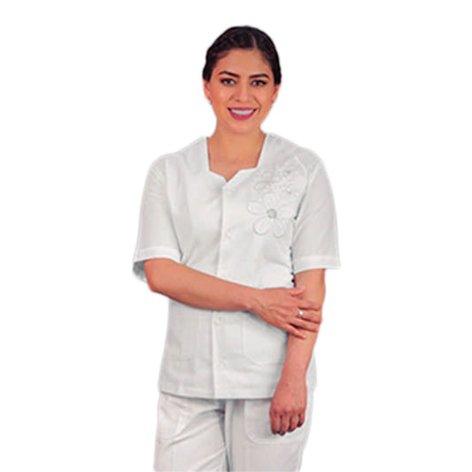 Filipina De Enfermería Para Dama Manga Corta Kely Flor 3D