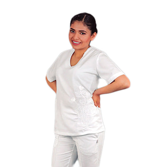 Filipina De Enfermería Para Dama Manga Corta Shantal Flor Corazón