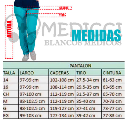 Pantalon Medico Enfermeria EST T/R Con Bolsa Unisex EST