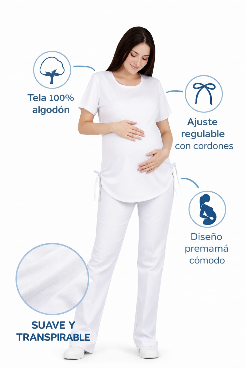 Filipina De enfermer­a Maternidad Para Dama Manga Corta Algodon Abril AMB