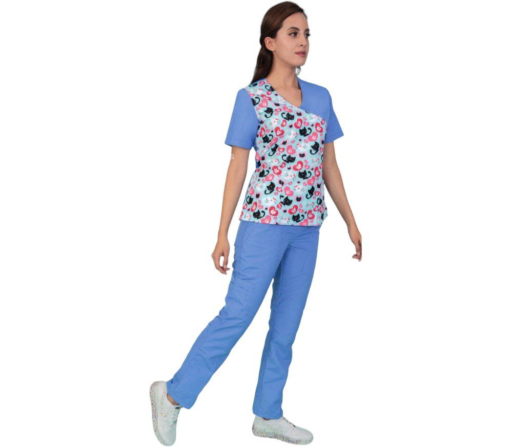 Conjunto Medico Quirúrgico Dama Antifluido Figuras Amy Colores