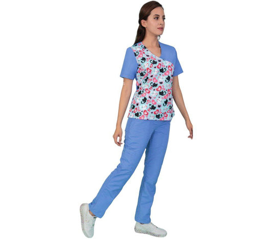 Conjunto Medico Quirurgico Dama Antifluido Figuras Amy Colores ENF