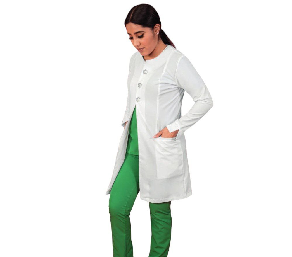 Bata Medica Clinica Dama Colores Antifluido Strech Botones Amira