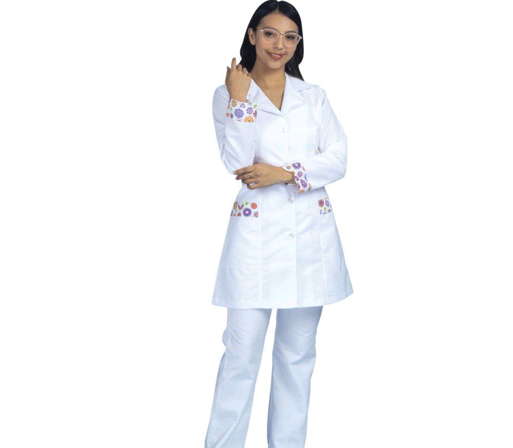 Bata Medica Clinica Dama Blanco Figuras Odeth