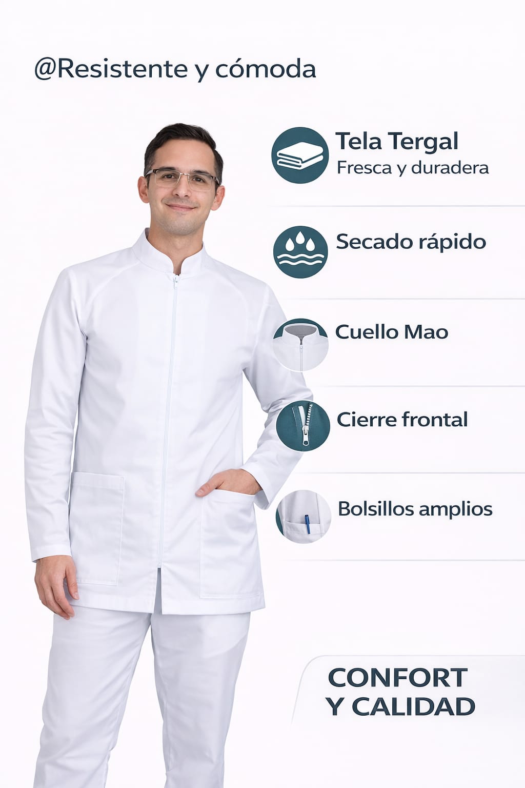 Filipina De enfermer­a Para Hombre Manga Larga Cuello Mao Bladimir EST