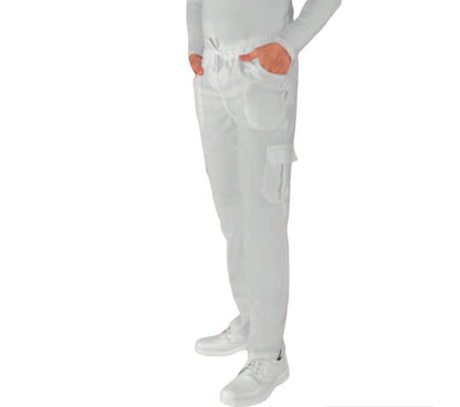 Pantalon Quirurgico Medico Clinico Blanco Tipo Cargo Hombre ENF