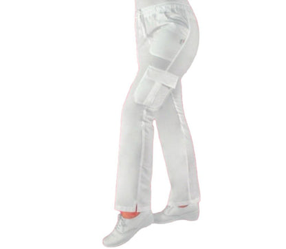 Pantalon Quirurgico Medico Clinico Blanco Tipo Cargo Dama ENF