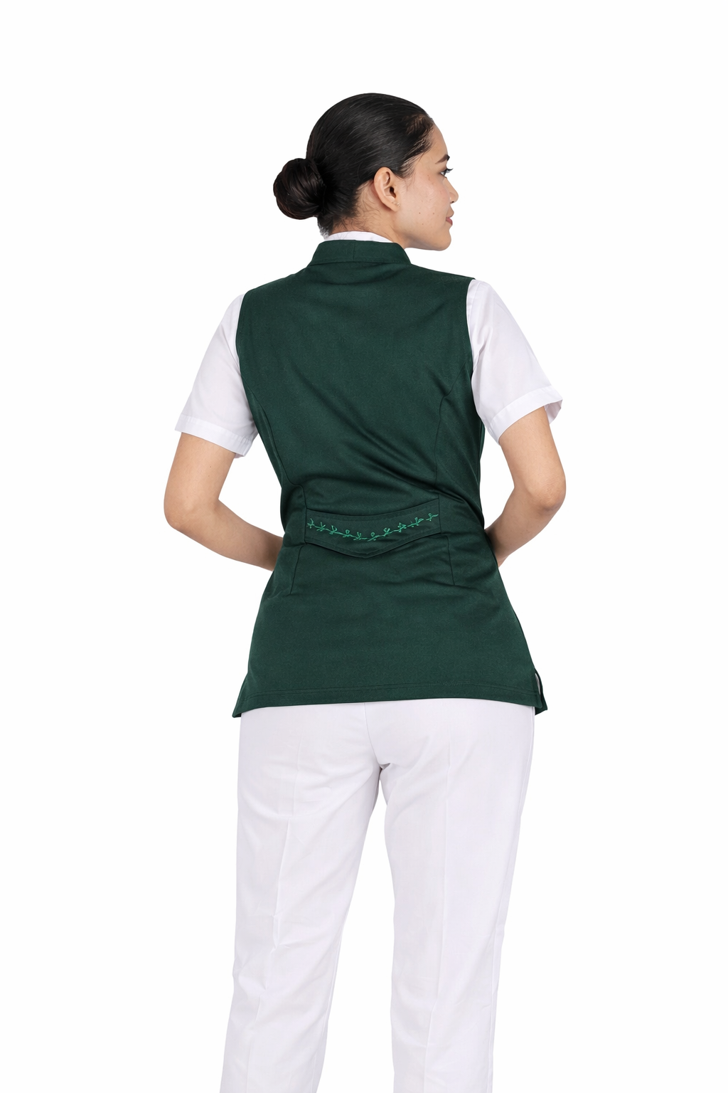 Chaleco Médico Enfermera Dama Clínico Uniforme Blanco Belgica AMB