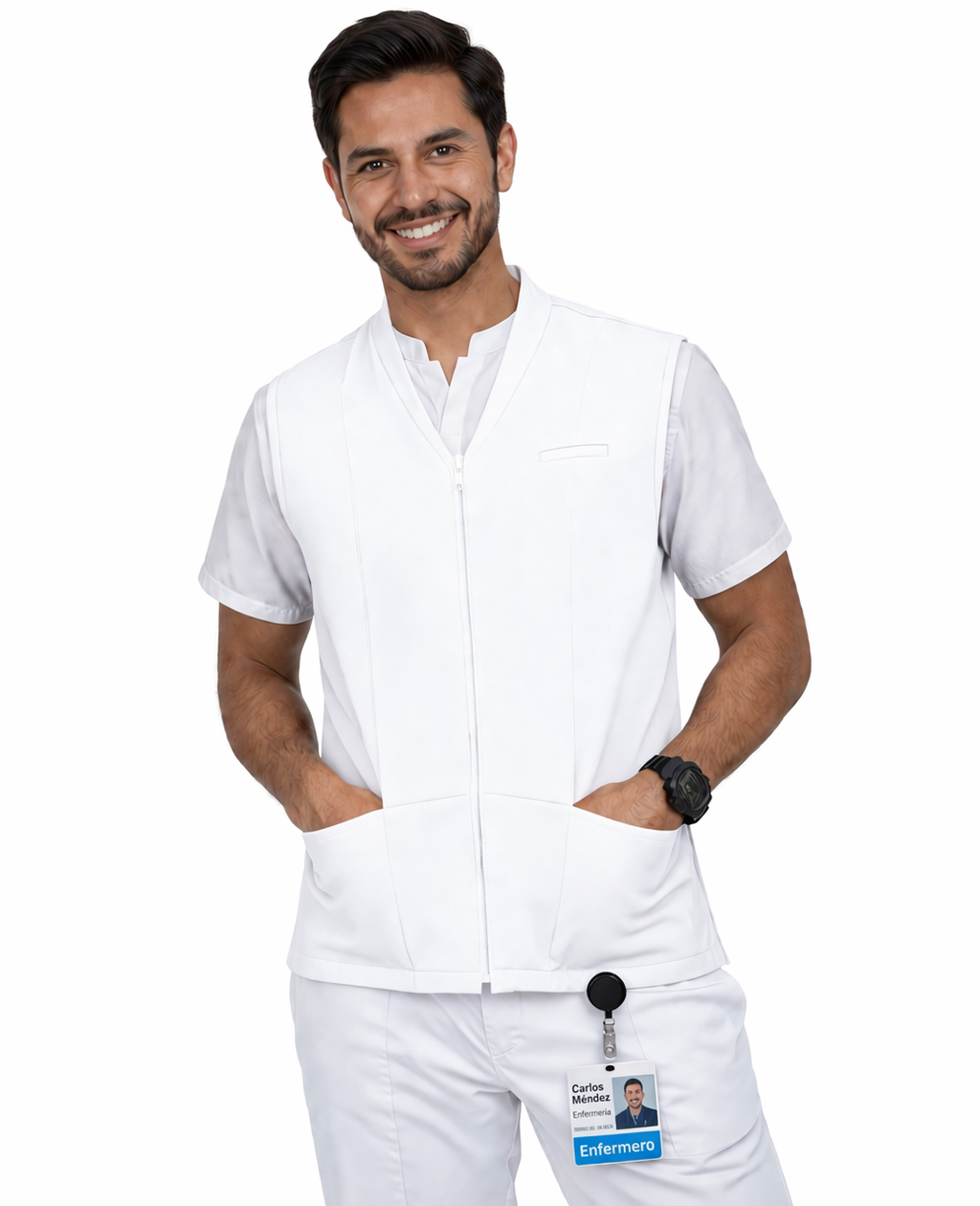 Chaleco Médico Hombre Felpa Con Bolsa Enfermero Uniforme Colores EST