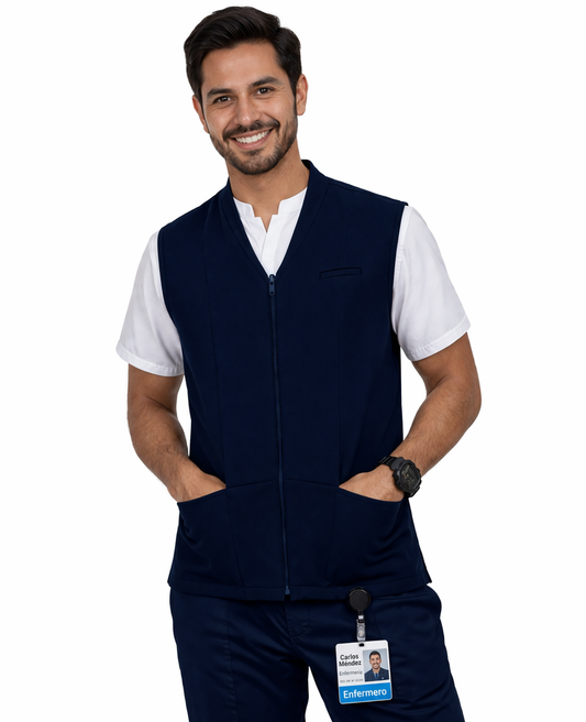Chaleco Médico Hombre Felpa Con Bolsa Enfermero Uniforme Colores EST