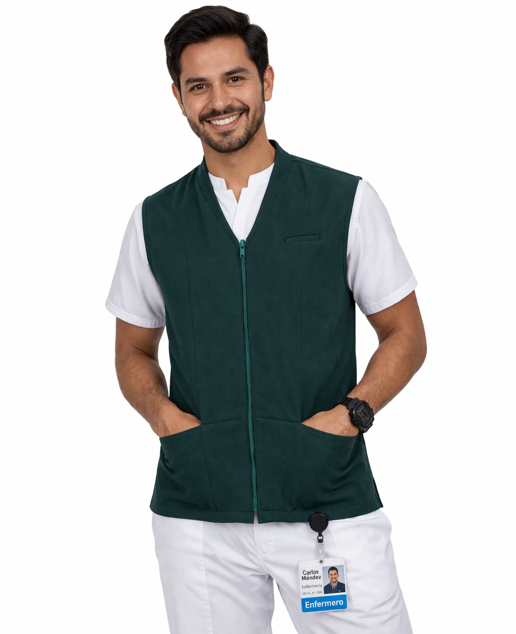 Chaleco Médico Hombre Felpa Con Bolsa Enfermero Uniforme Colores EST