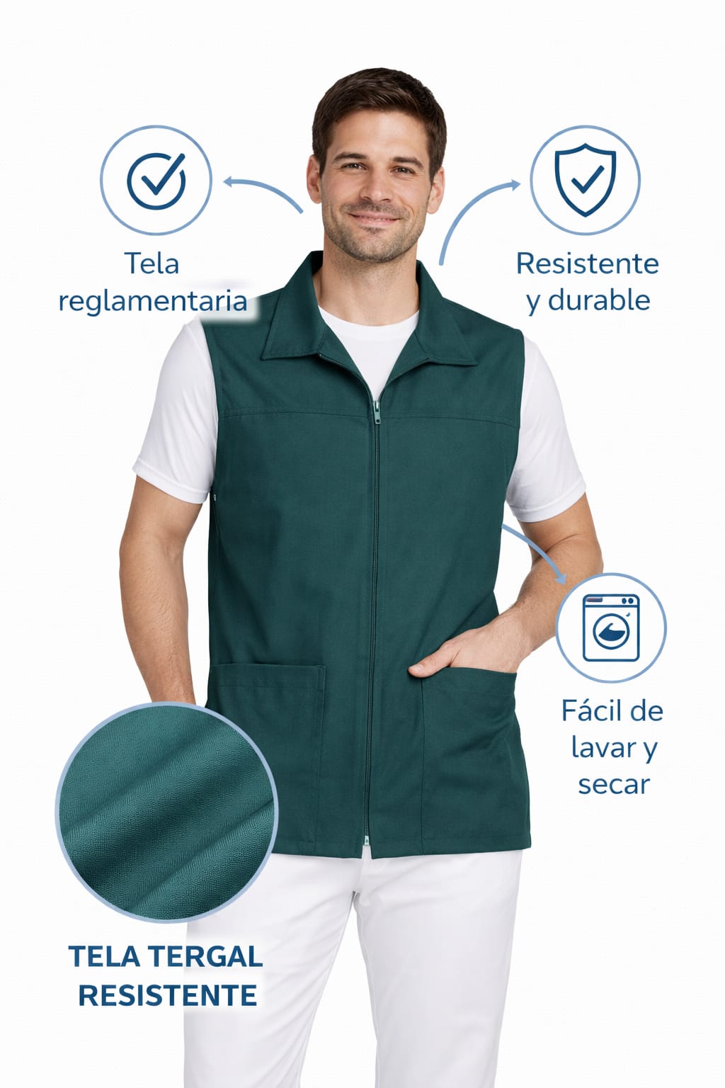 Chaleco de Enfermeria para Hombre Tela Colores Edwin AMB