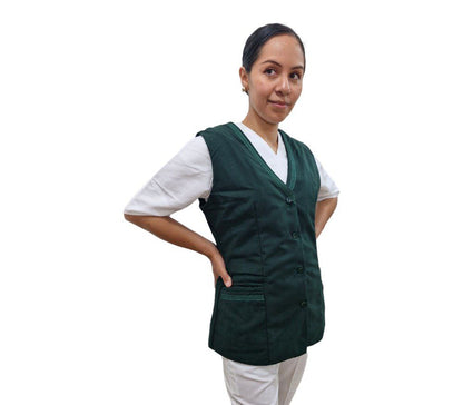Chaleco Enfermera Estilizado Tela Colores Con Decoracion en Bolsas Lizbeth ENF