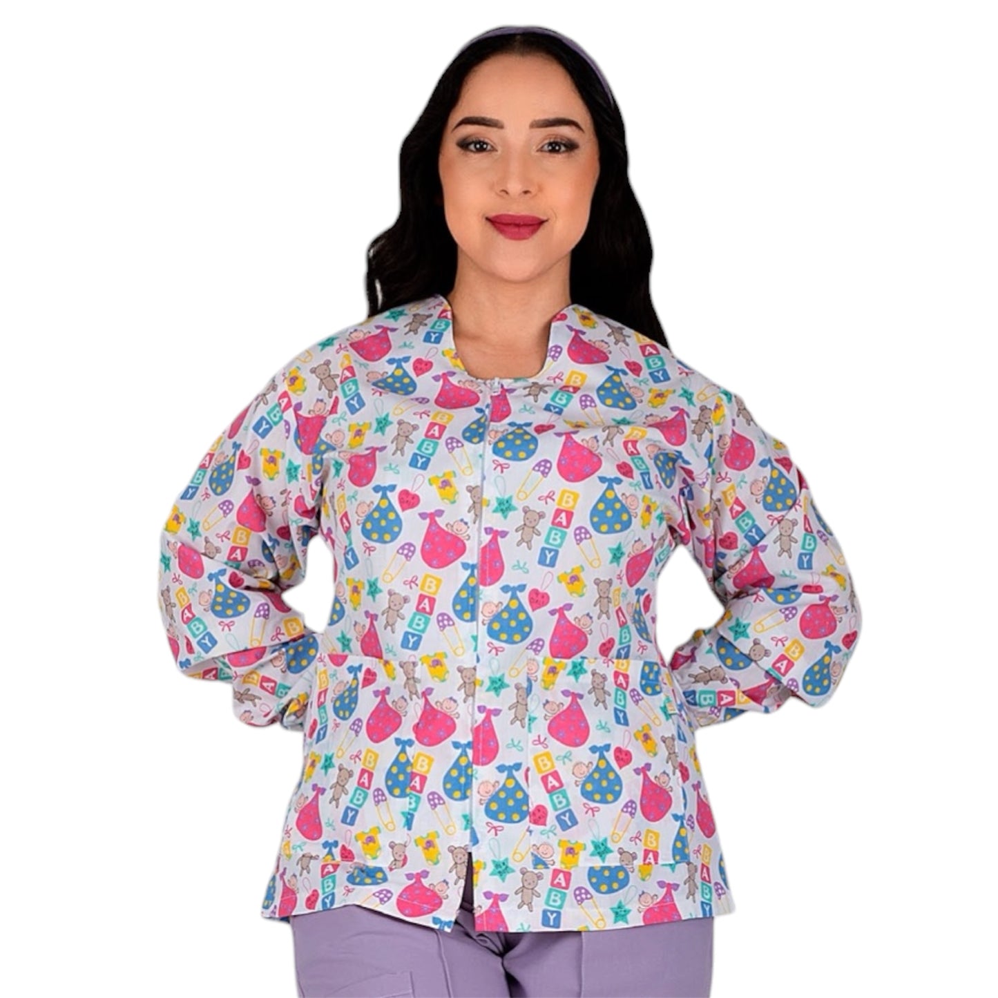 Cubrepolvo Medico Quirurgico Dama Figuras Celeste AMB
