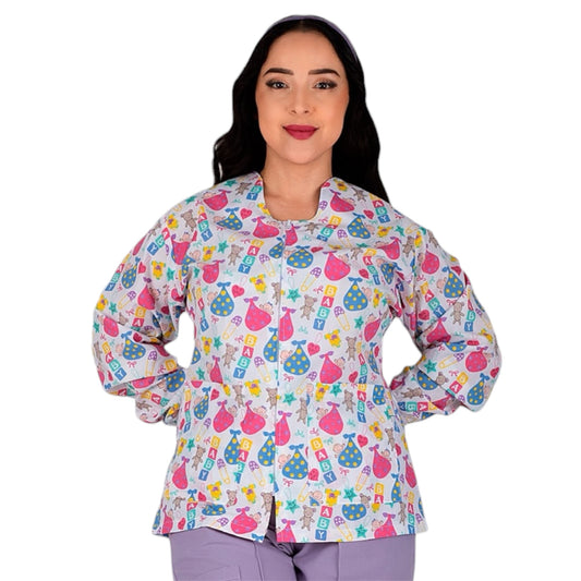 Cubrepolvo Medico Quirurgico Dama Figuras Celeste AMB