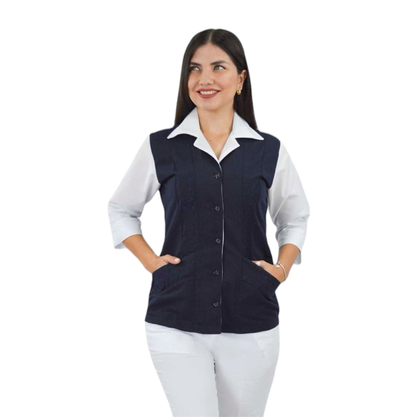 Chaleco Médico Enfermera Dama Clínico Uniforme Manga Larga Corazon EST