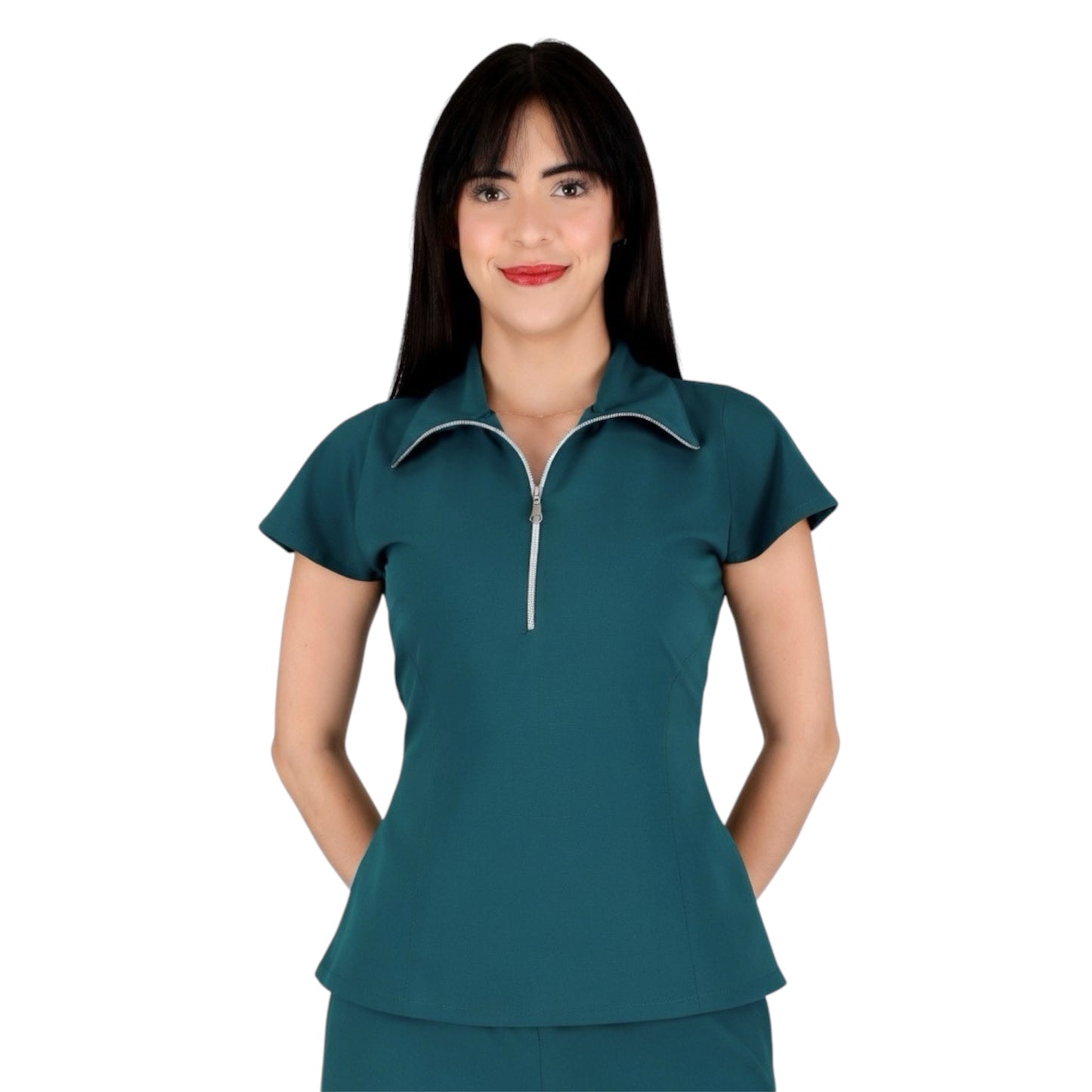 Filipina De Enfermería Para Dama Manga Corta AMB Dafne Antifluido Stretch