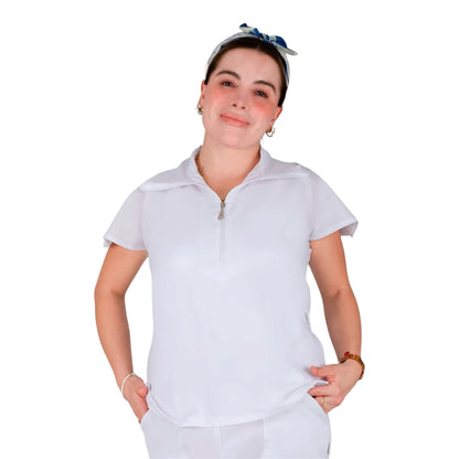 Filipina De Enfermería Para Dama Manga Corta AMB Dafne Antifluido Stretch
