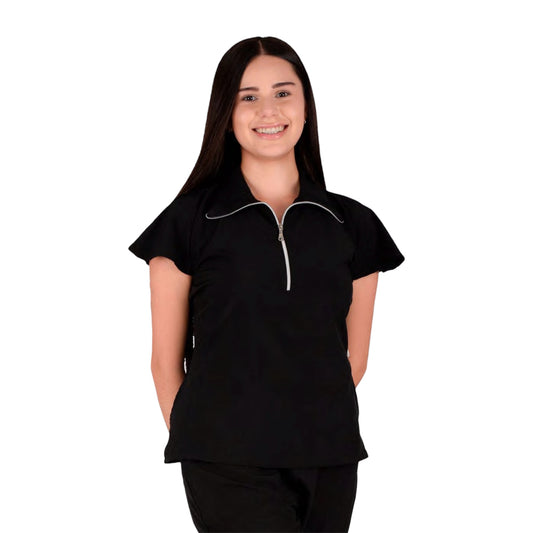 Filipina De Enfermería Para Dama Manga Corta AMB Dafne Antifluido Stretch