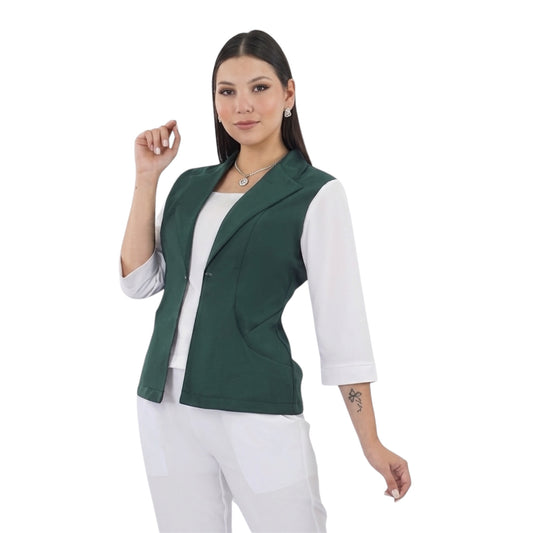 Chaleco Médico Enfermera Dama Clínico Uniforme Manga Larga Dominica Est