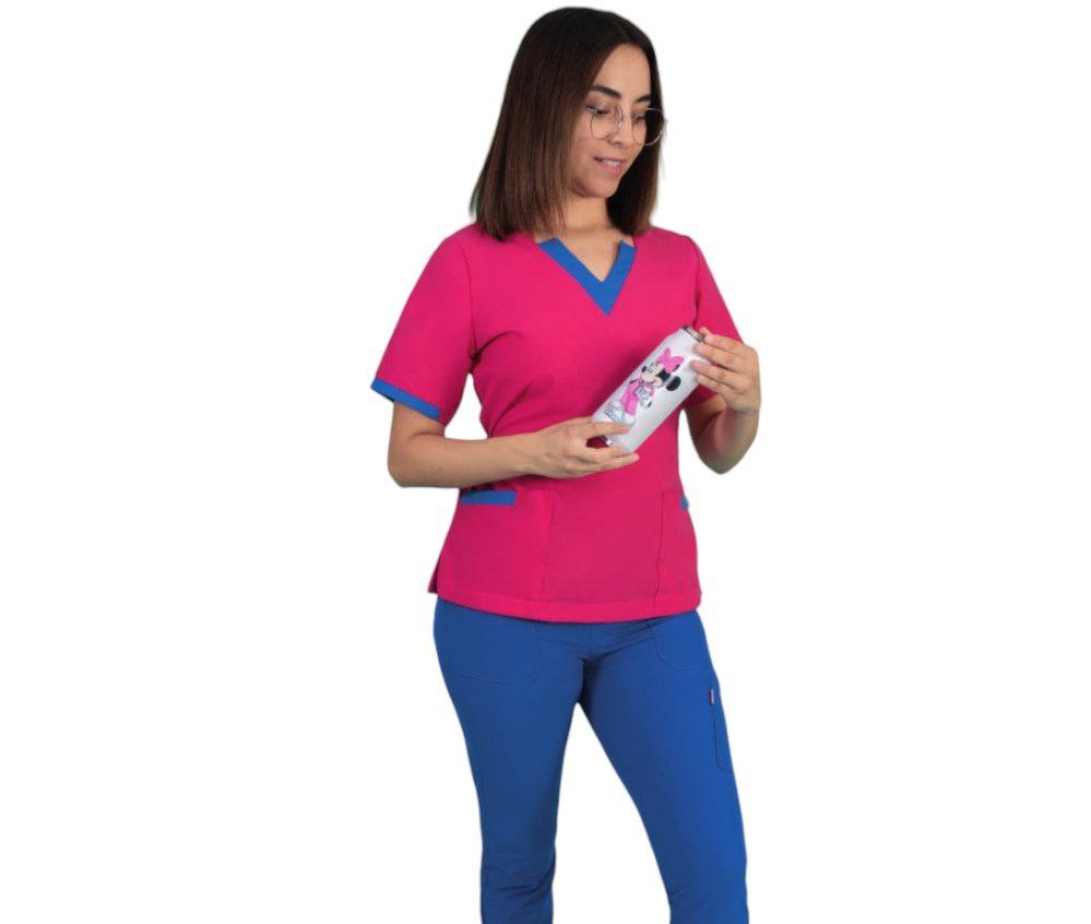 Conjunto Medico Quirurgico Dama Uniforme Pijama Bicolor Escarlet