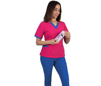 Conjunto Medico Quirurgico Dama Uniforme Pijama Bicolor Escarlet ENF