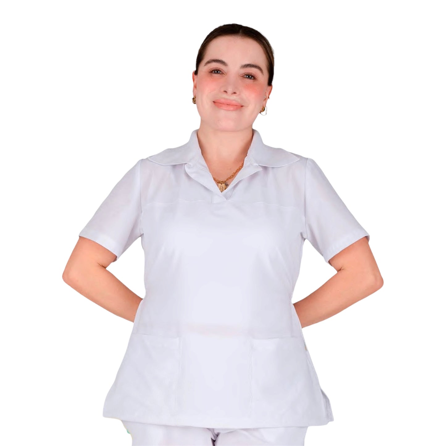 Filipina De Enfermería Para Dama Manga Corta AMB Fany Antifluido Stretch