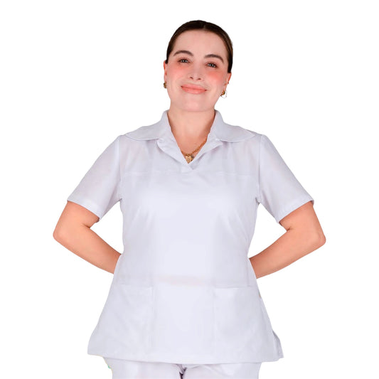 Filipina De Enfermería Para Dama Manga Corta AMB Fany Antifluido Stretch
