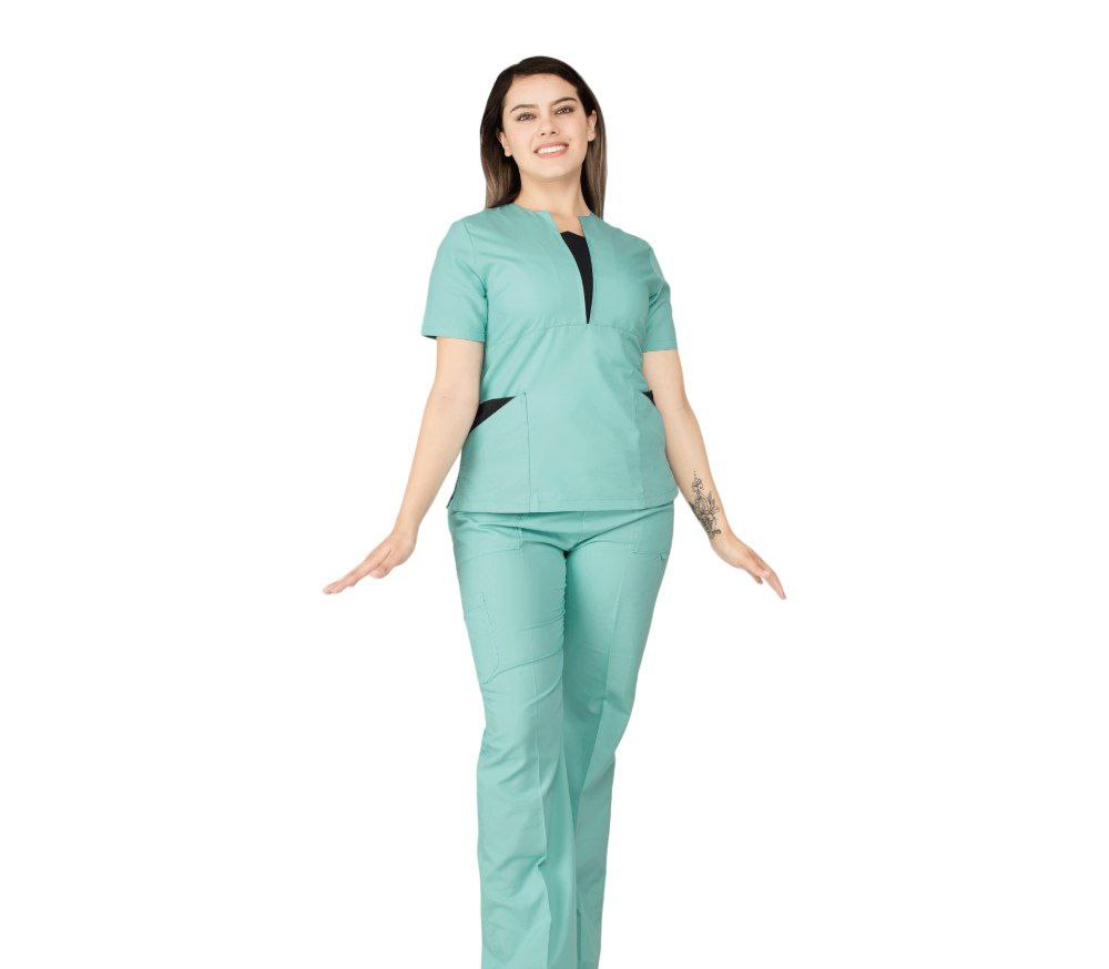 Filipina Médica Dama Scrub Top Manga Corta Hansel