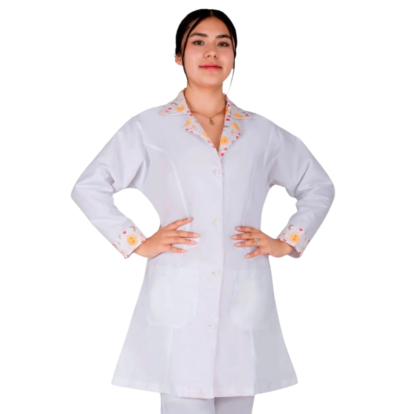 Bata Medica Blanca Dama Figuras Marbella AMB