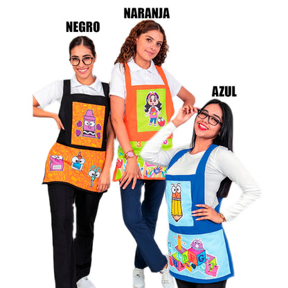 Bata Educadora Mandil Maestra Ki­nder Preescolar Figuras ENF