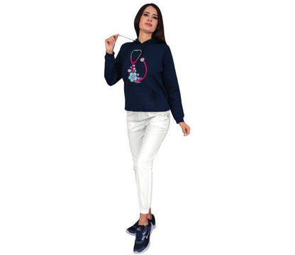 Sudadera Animada Medica Gorro Enfermeria EST Flor Unisex ENF