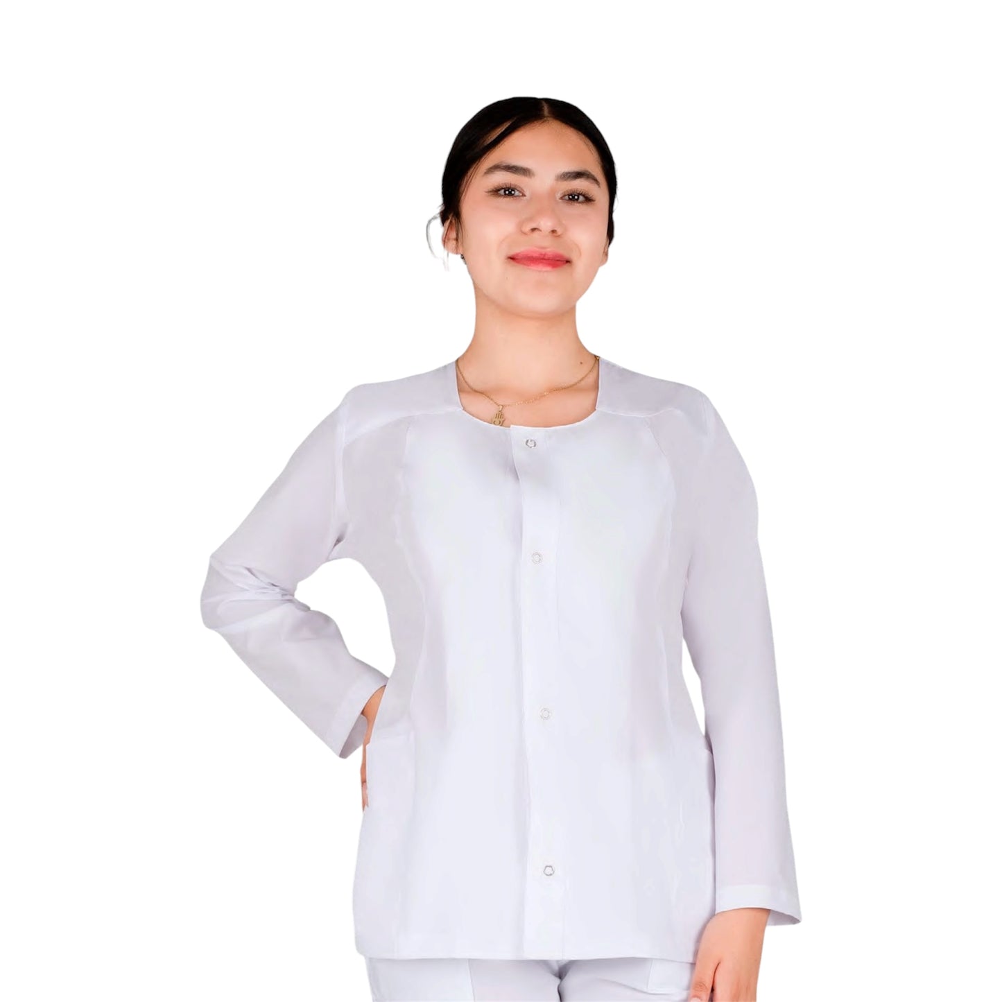 Saco Medico Clínico Dama Cuello Redondo Selene Antifluido Stretch AMB