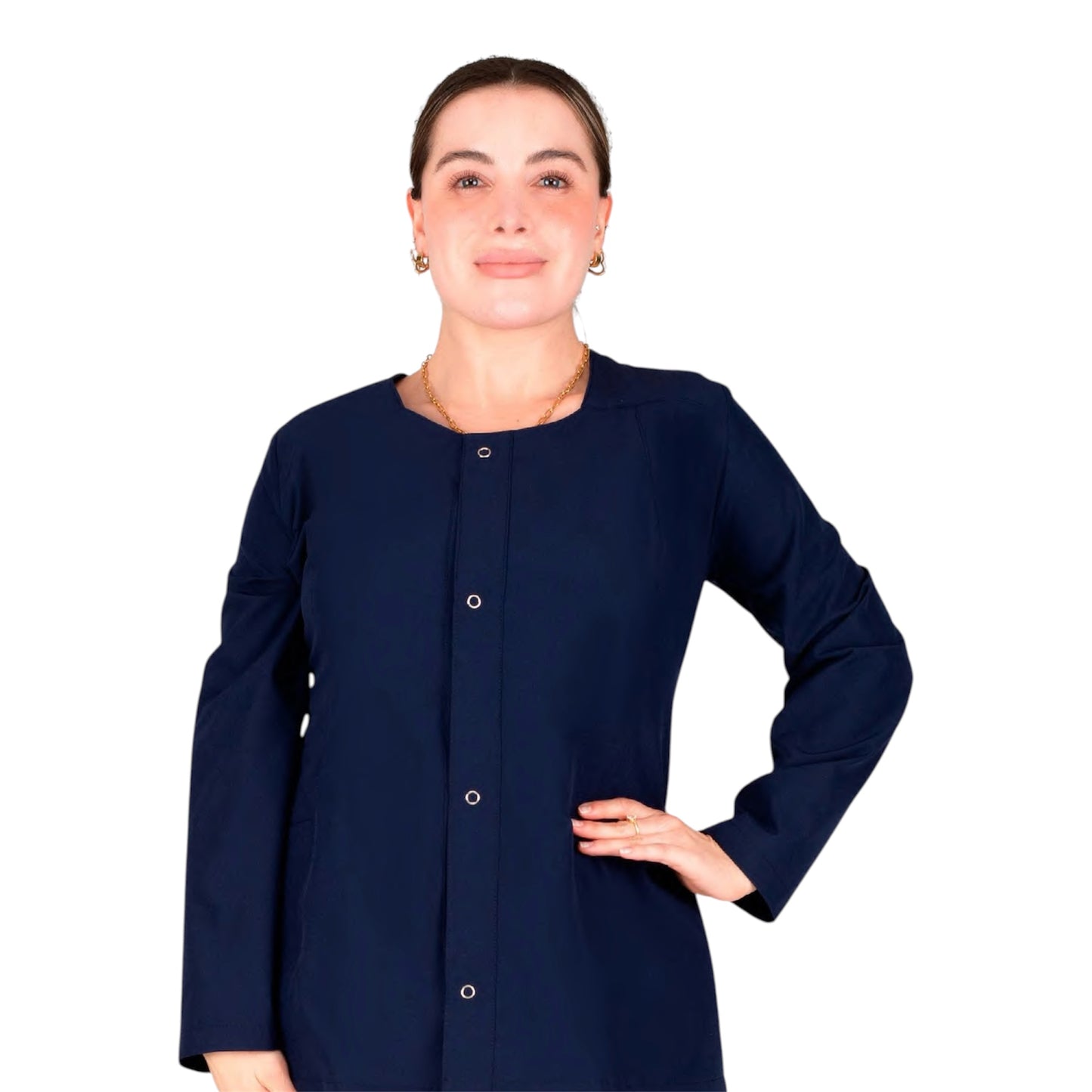 Saco Medico Clínico Dama Cuello Redondo Selene Antifluido Stretch AMB