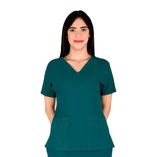 Filipina De Enfermería Para Dama Manga Corta Colores AMB Tabata Antifluido Stretch