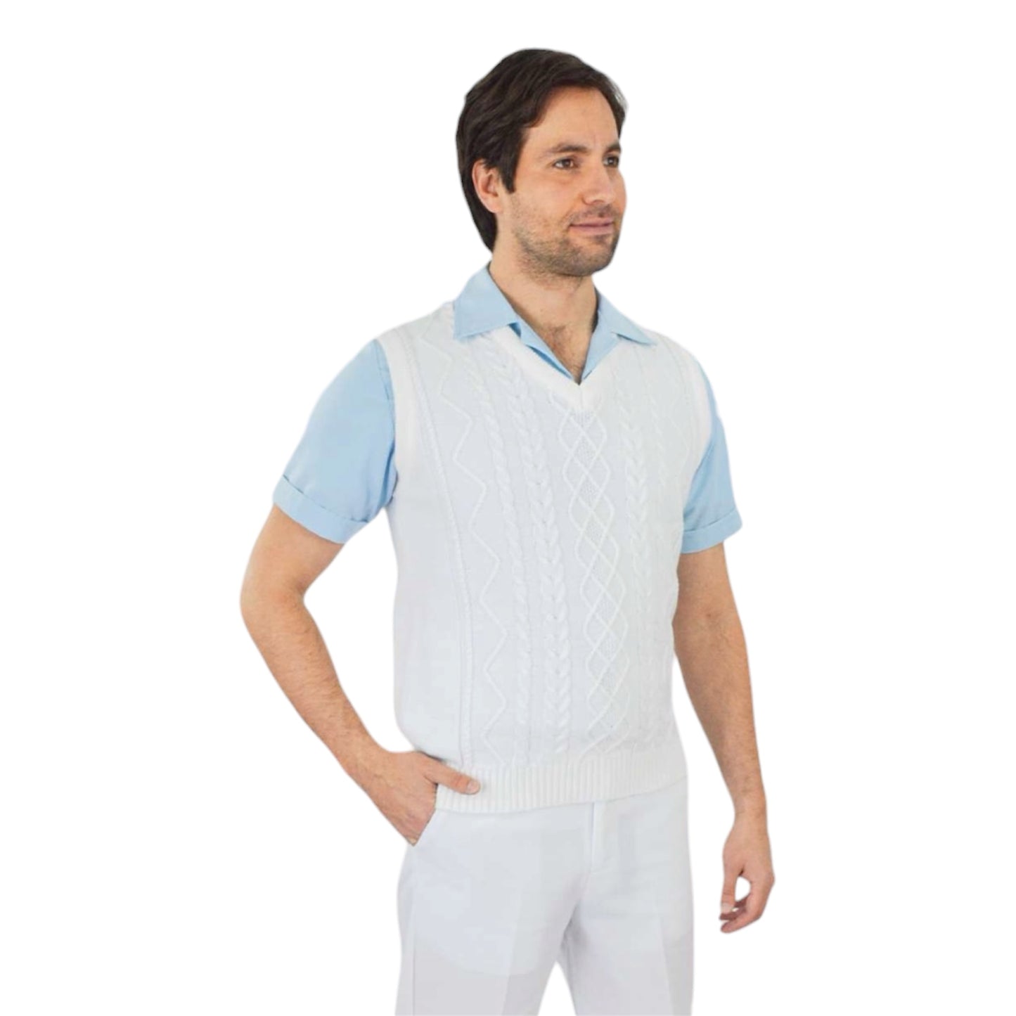 Chaleco Médico Hombre Enfermero Uniforme Clínico Acrilan Trenzado