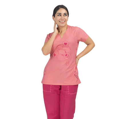 Filipina Medico Quirurgica Dama Bordado Oso Rosa Valentina EST