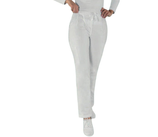 Pantalon Quirurgico Medico Bordado Blanco Dama Yasmin