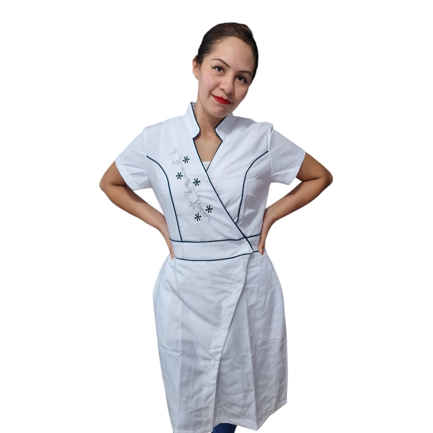 Jumper De Enfermera O Vestido De enfermer­a Bordado Virlet Flores EST