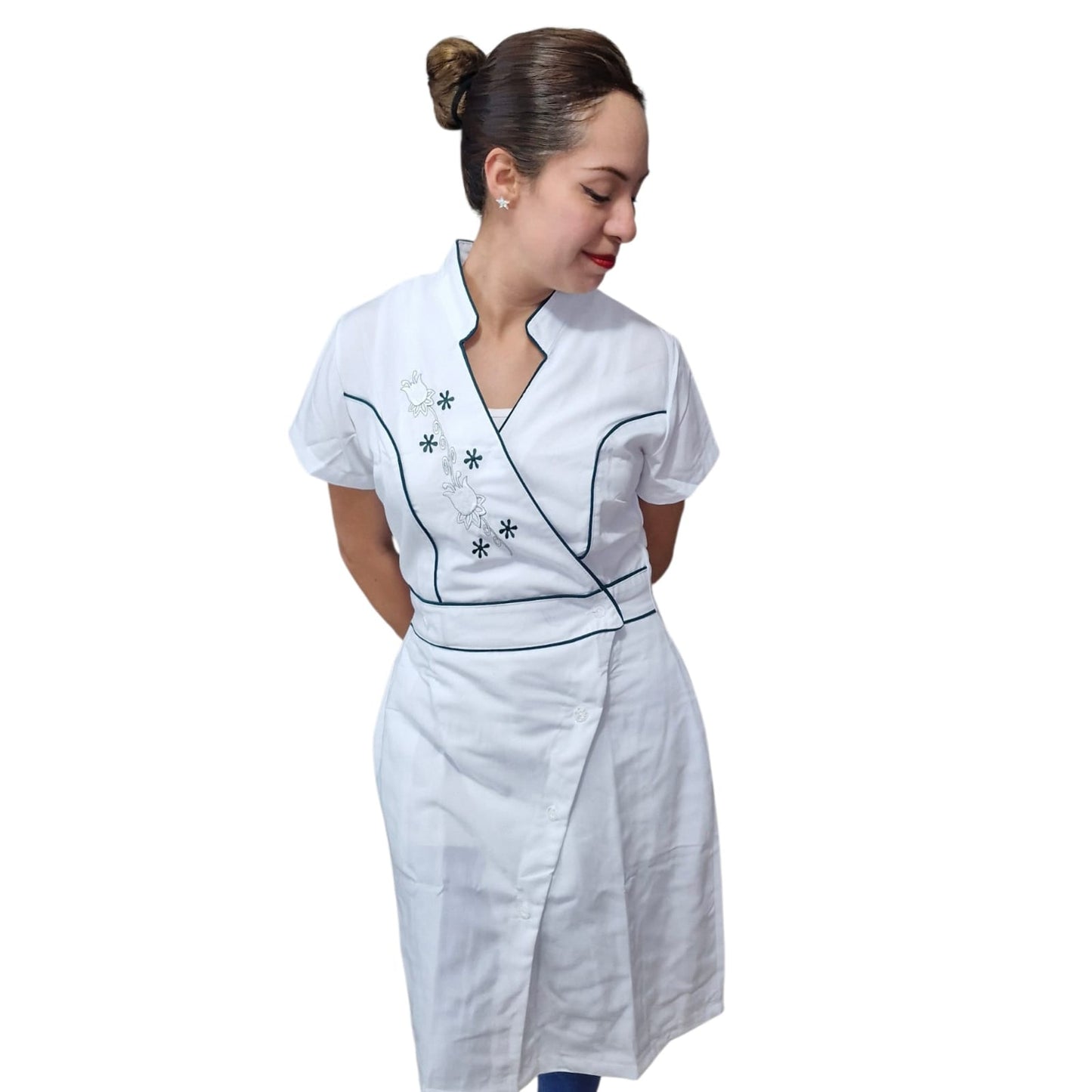 Jumper De Enfermera O Vestido De enfermer­a Bordado Virlet Flores EST